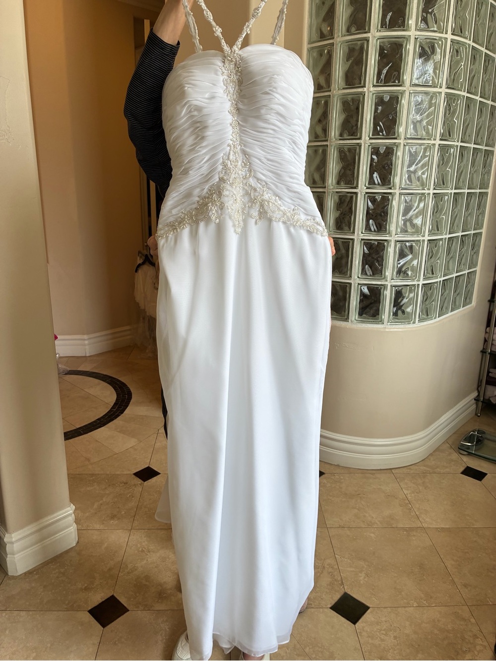 Allure Bridals White Strapless Beaded Ruched Gown